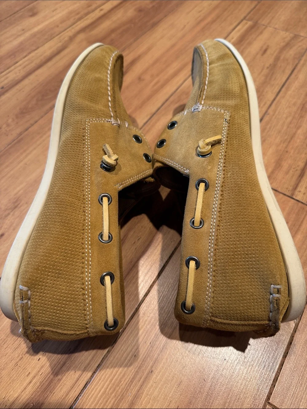 John Varvatos USA Suede Boat Shoes Men’s 9M Tan Leather Slip-On Loafers
